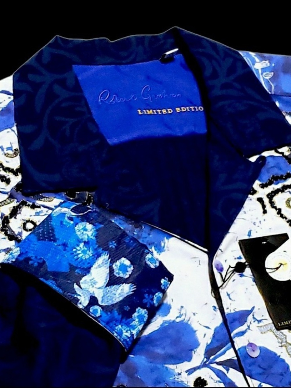NEW Robert Graham Limited Edition $498 Mens 3XL Blue Jacquard Shirt Rare